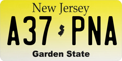 NJ license plate A37PNA