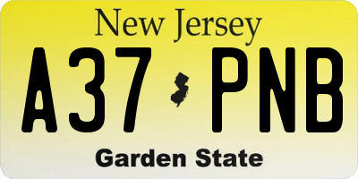 NJ license plate A37PNB