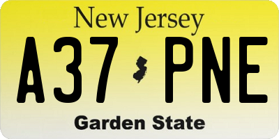 NJ license plate A37PNE