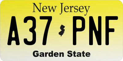 NJ license plate A37PNF