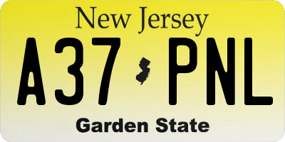 NJ license plate A37PNL
