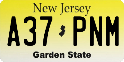 NJ license plate A37PNM