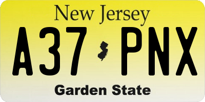 NJ license plate A37PNX