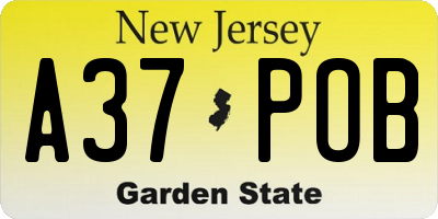 NJ license plate A37POB