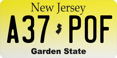 NJ license plate A37POF