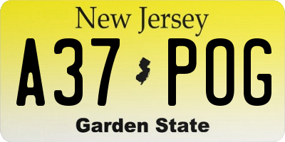 NJ license plate A37POG