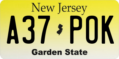 NJ license plate A37POK