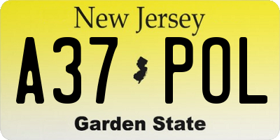 NJ license plate A37POL