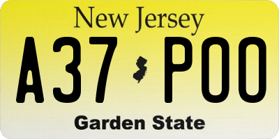 NJ license plate A37POO