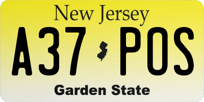 NJ license plate A37POS