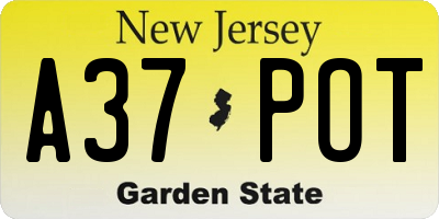 NJ license plate A37POT