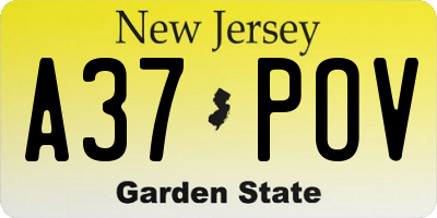 NJ license plate A37POV