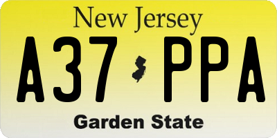 NJ license plate A37PPA