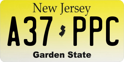 NJ license plate A37PPC