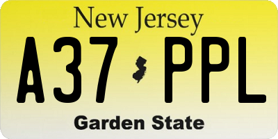 NJ license plate A37PPL