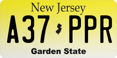 NJ license plate A37PPR