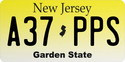 NJ license plate A37PPS
