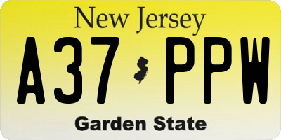 NJ license plate A37PPW