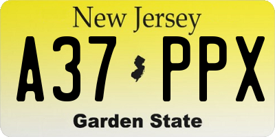 NJ license plate A37PPX