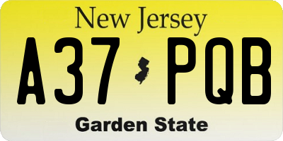 NJ license plate A37PQB