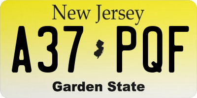 NJ license plate A37PQF