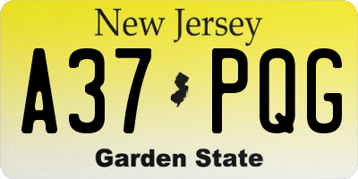 NJ license plate A37PQG