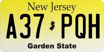 NJ license plate A37PQH