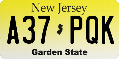 NJ license plate A37PQK