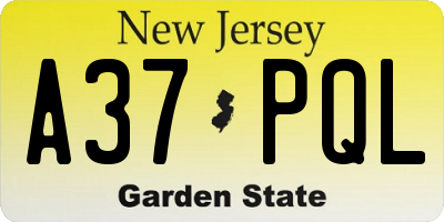 NJ license plate A37PQL