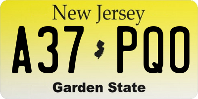 NJ license plate A37PQO