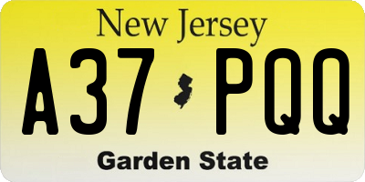 NJ license plate A37PQQ