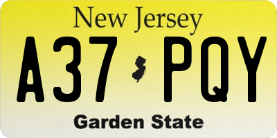 NJ license plate A37PQY