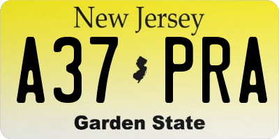 NJ license plate A37PRA