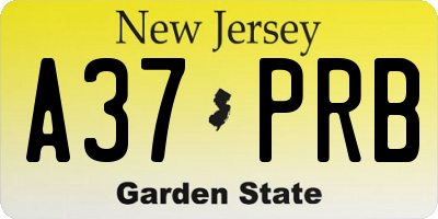 NJ license plate A37PRB