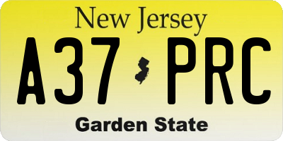 NJ license plate A37PRC