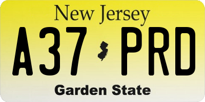 NJ license plate A37PRD