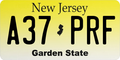 NJ license plate A37PRF