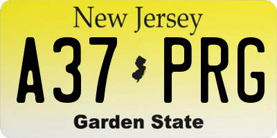 NJ license plate A37PRG