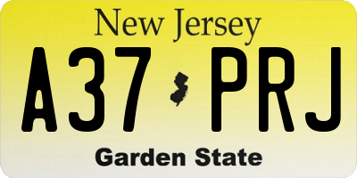 NJ license plate A37PRJ