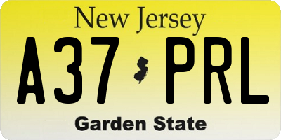 NJ license plate A37PRL