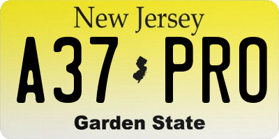 NJ license plate A37PRO