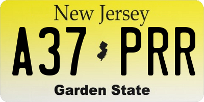 NJ license plate A37PRR