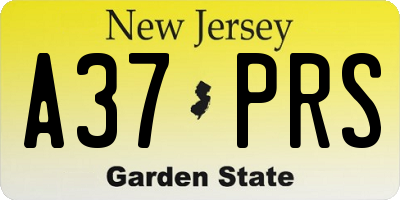 NJ license plate A37PRS