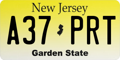 NJ license plate A37PRT