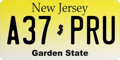 NJ license plate A37PRU