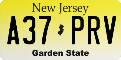 NJ license plate A37PRV