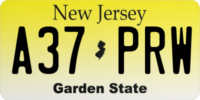 NJ license plate A37PRW