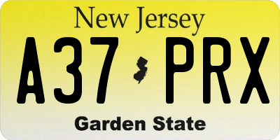 NJ license plate A37PRX