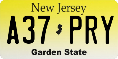 NJ license plate A37PRY