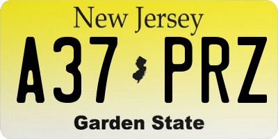 NJ license plate A37PRZ
